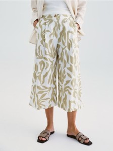 Spodnie culotte z lnem - wielobarwny