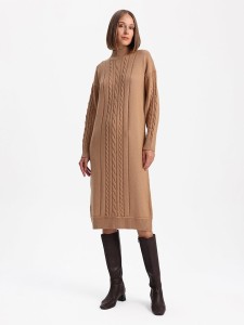 BGN Sukienka dzianinowa w kolorze jasnobrązowym rozmiar: 36