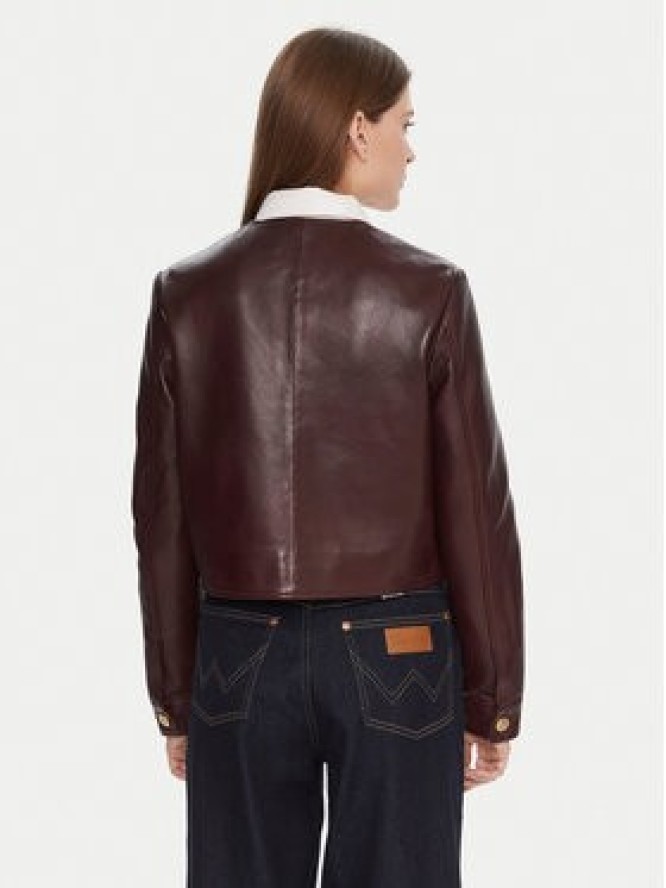 Tommy Hilfiger Kurtka skórzana WW0WW46861 Bordowy Regular Fit