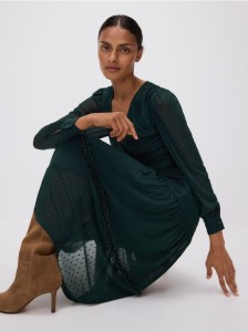 Sukienka maxi w grochy - morski