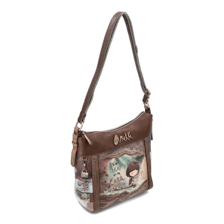 Brązowa Torebka Anekke Modna Listonoszka Damska