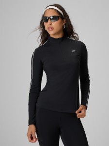 4F Longsleeve slim gładki damski - czarny S