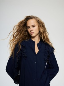 Koszula z falbanami - granatowy