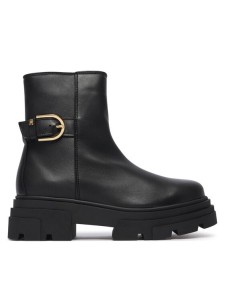 Tommy Hilfiger Botki Leather Chunky Th Buckled Boot FW0FW09549 Czarny