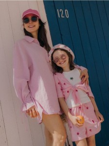 Koszula z wiązaniami przy mankietach - różowy