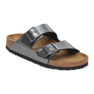 Damskie sandały Birkenstock Arizona Birko-Flor srebrne regular 1029233