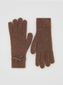 Rękawiczki z kokardkami - brązowy