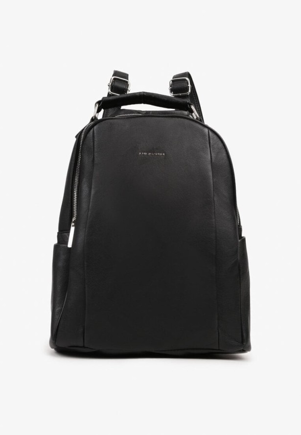 Czarny Trapezowy Plecak z Dwiema Komorami i Rączką Damilora