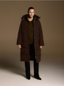 Puchowa kurtka z z dodatkiem Sorony - ciemnobrązowy