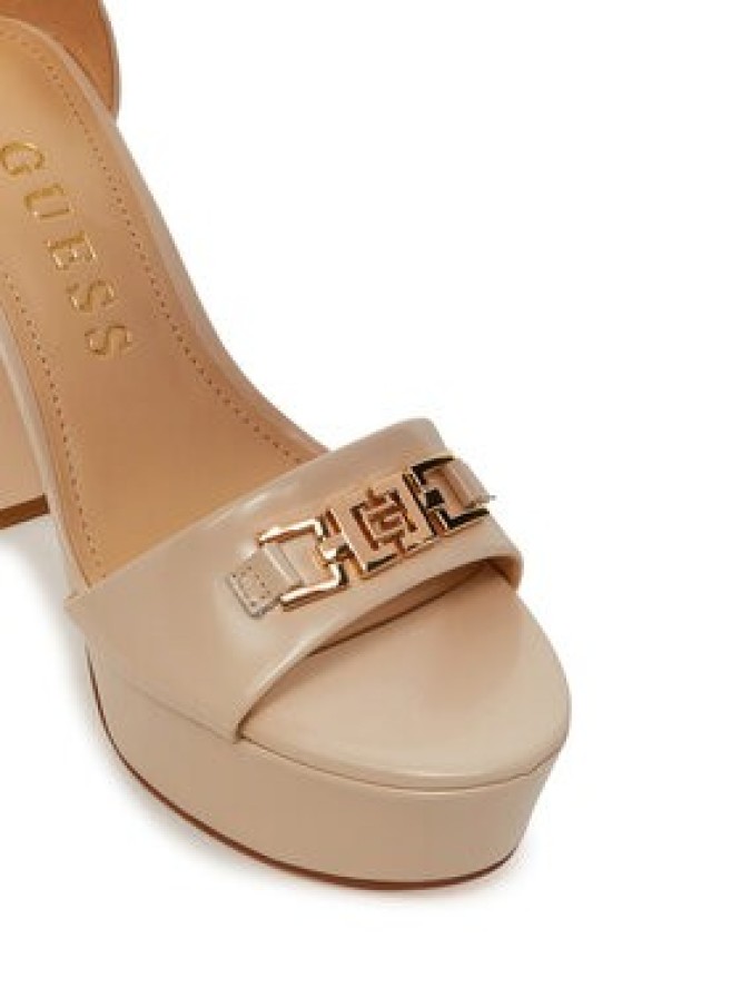 Guess Sandały FLJSET LEA03 Écru