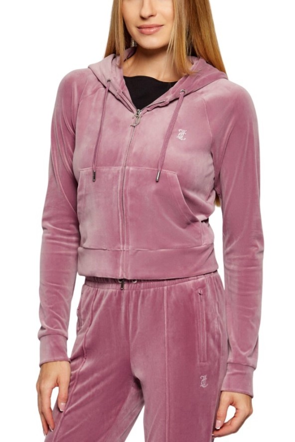 JUICY COUTURE Lawendowa bluza damska Madison Outline Hoodie, Rozmiar M