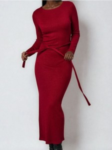 Sukienka maxi dresowa - czerwony