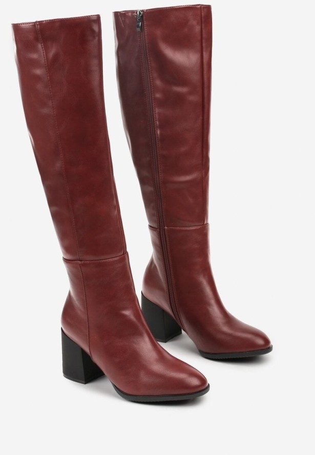 Bordowe Kozaki Vices na Słupku z Przeszyciami Codvira