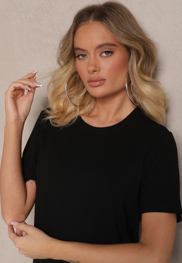 Czarny Casualowy T-shirt z Wiskozy Arisanda