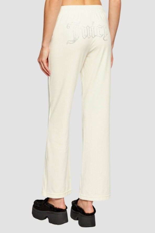 JUICY COUTURE Kremowe spodnie dresowe damskie z cyrkoniami Tina, Rozmiar XS
