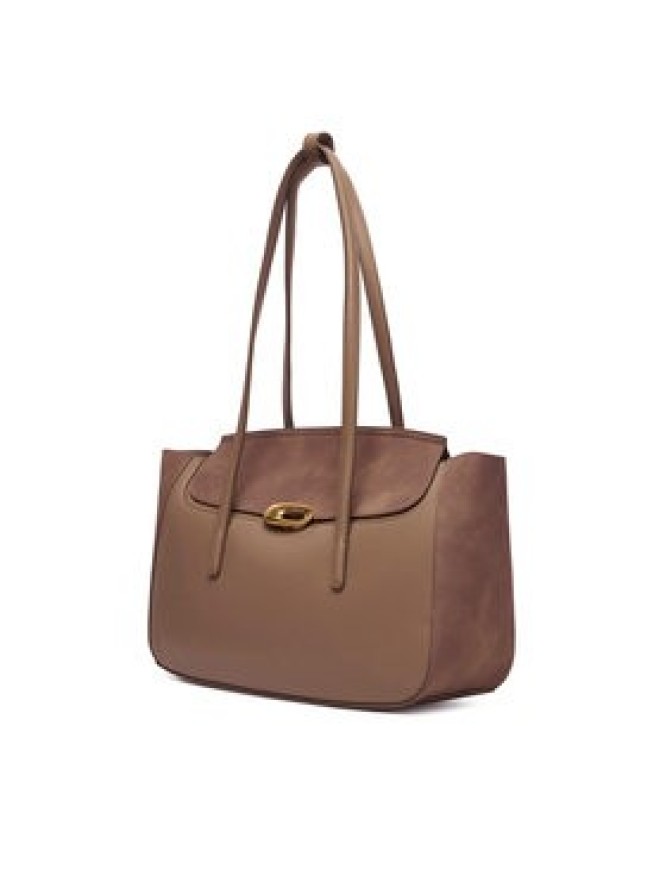 Calvin Klein Torebka Hardware Brushed Flap Tote Bag LV04F3336G Beżowy