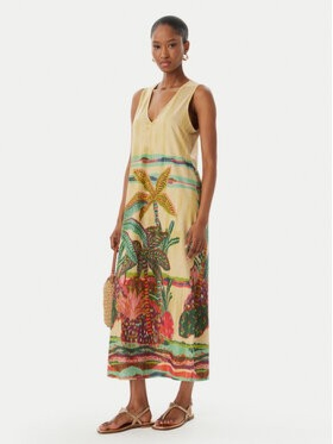 LOLA CASADEMUNT Sukienka letnia LS2616038 Beżowy jasny Regular Fit