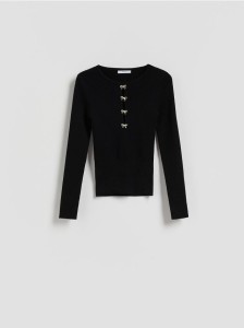 Bluzka z ozdobną aplikacją - czarny