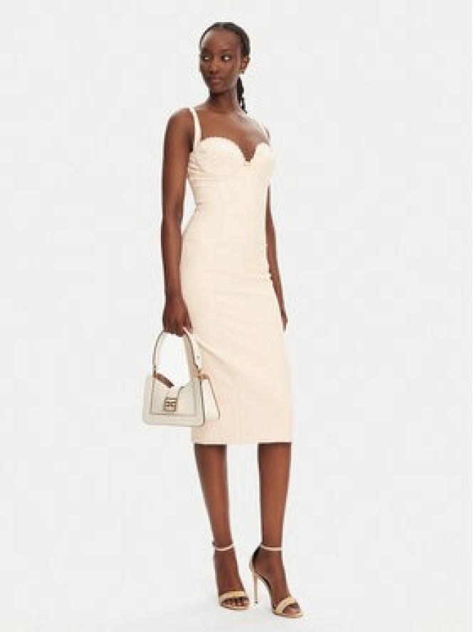 Elisabetta Franchi Sukienka koktajlowa AB85052E2 193 Beżowy Regular Fit