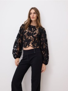 Spodnie flare - czarny