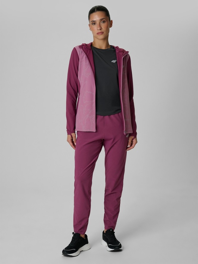 4F Bluza do biegania regular z kapturem damska - fioletowa S