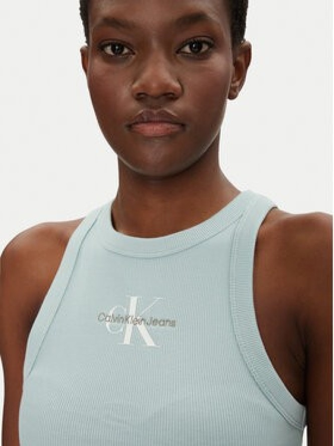 Calvin Klein Jeans Top Monologo J20J225301 Niebieski Slim Fit