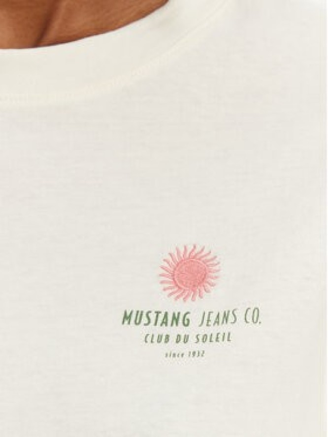 Mustang T-Shirt Floris 1016141 Écru Relaxed Fit