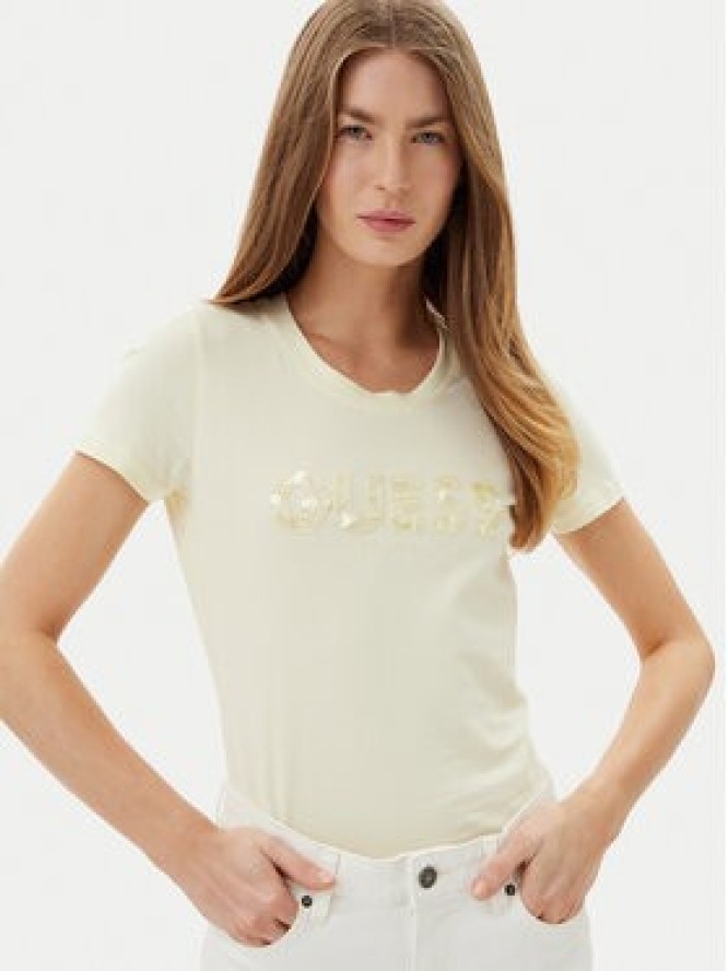 Guess T-Shirt W5GI17 J1314 Żółty Slim Fit