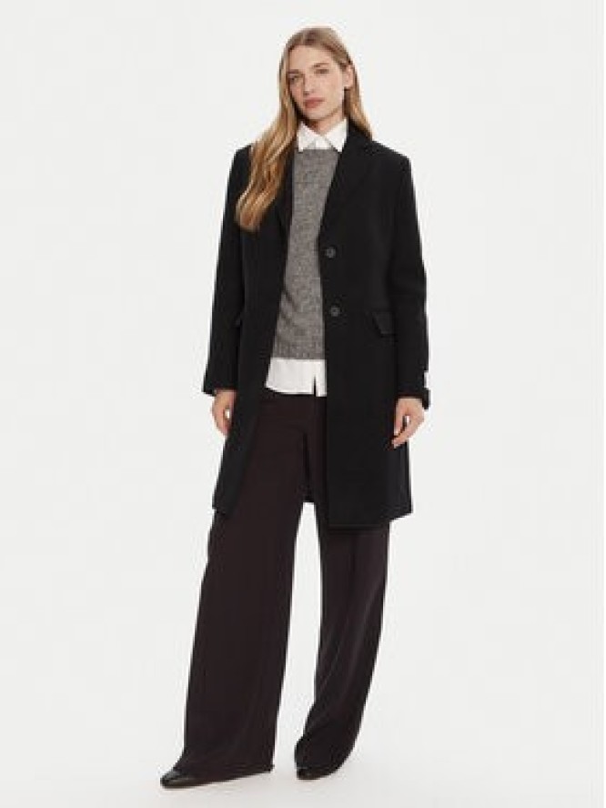 Calvin Klein Płaszcz wełniany LV044D558G Czarny Slim Fit