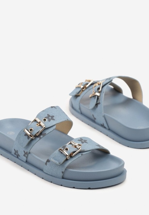 Niebieskie Klapki z Geometrycznym Wzorem Finarovia