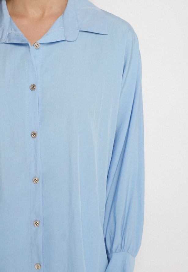 Niebieska Koszula z Wiskozą o Kroju Nietoperza Sonaretia