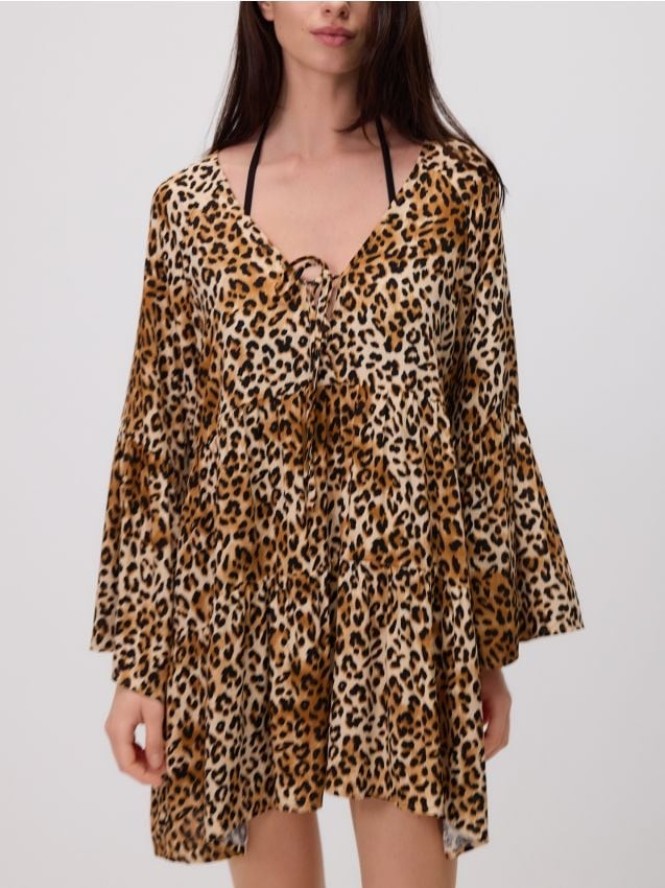 Narzutka plażowa z wiskozy - brązowy