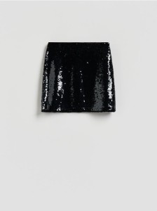 Cekinowa spódnica mini - czarny