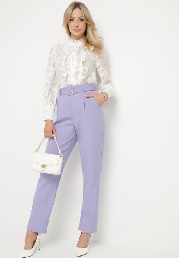 Biała Koszula z Koronki z Ozdobnymi Guzikami Zelmi