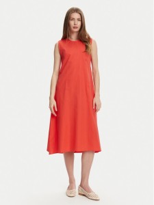 Selmark Sukienka letnia BL495 Koralowy Regular Fit