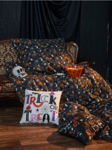 Komplet pościeli bawełnianej z motywem halloweenowym - szary