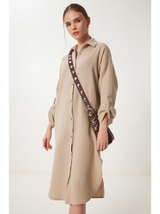 Happiness Istanbul Sukienka koszulowa w kolorze beżowym rozmiar: 38