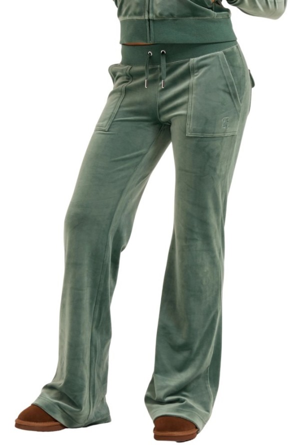 JUICY COUTURE Zielone damskie spodnie dresowe Track Pant, Rozmiar S