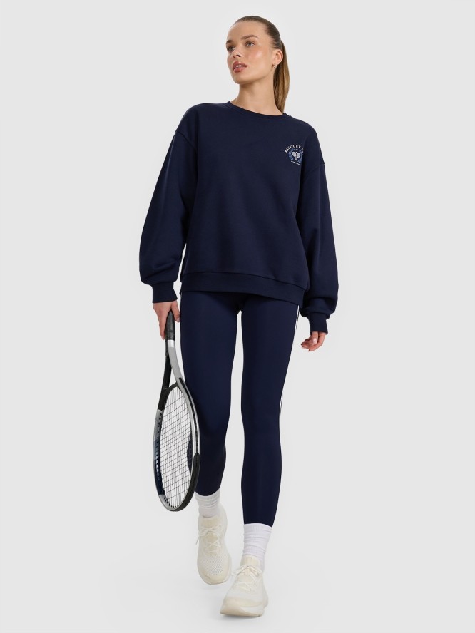 4F Bluza dresowa nierozpinana bez kaptura damska - granatowa M