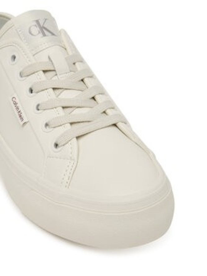 Calvin Klein Sneakersy Vulc Flatf Lace Up Lth YW0YW01932 Biały