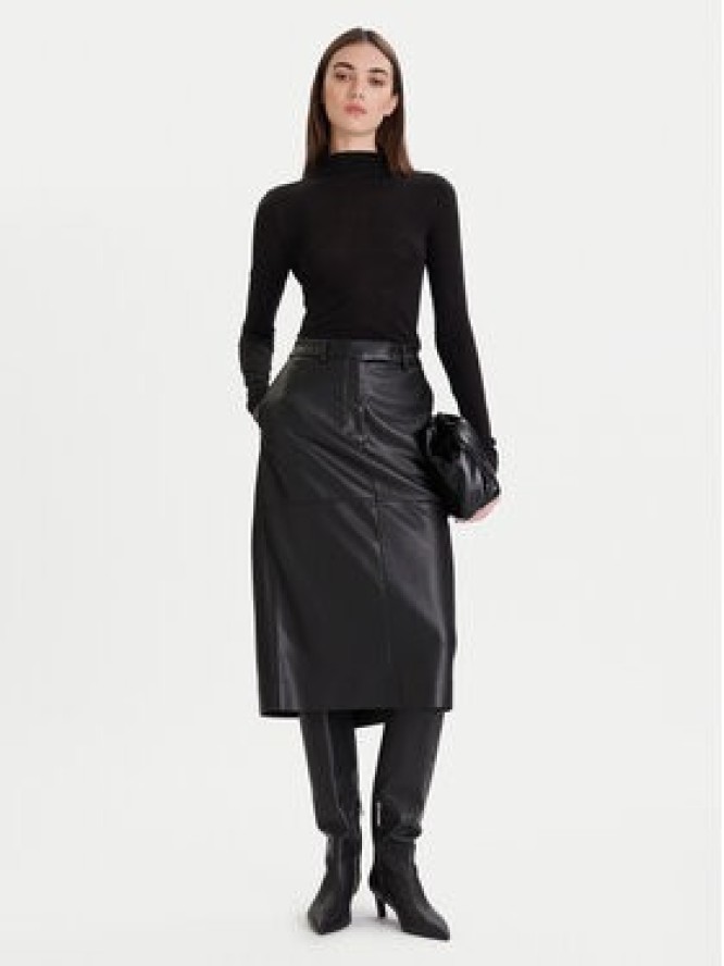Calvin Klein Spódnica z imitacji skóry LV044D651G Czarny Regular Fit