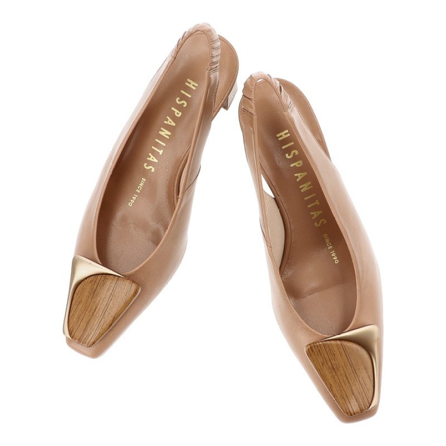 Sandały damskie Hispanitas, cholewka ze skóry naturalnej gładkie wykończenie elegancka klamra na przodzie stabilny obcas zapewniający komfort noszeni