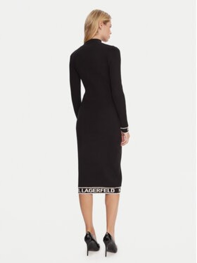 KARL LAGERFELD Sukienka dzianinowa A4W13028 Czarny Slim Fit