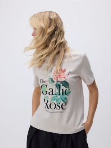 T-shirt z nadrukiem - beżowy