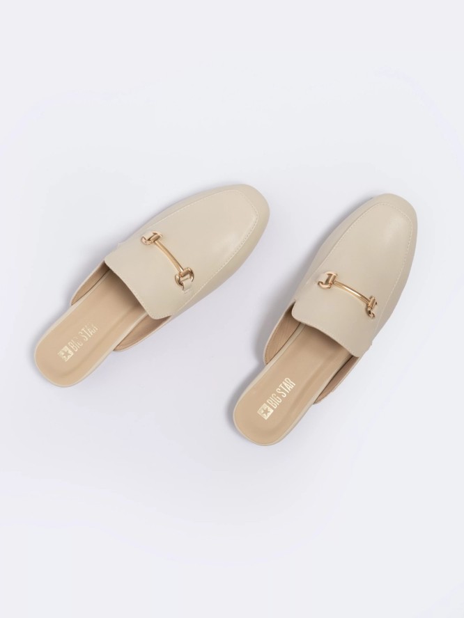 Klapki damskie eleganckie beżowe NN274A077 801