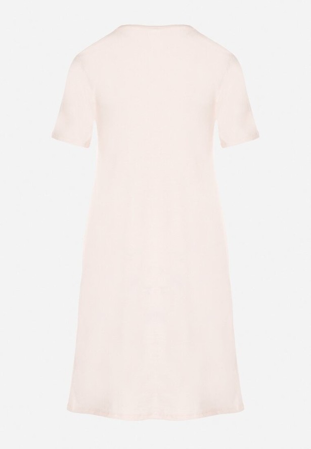 Jasnoróżowa Bawełniana Sukienka o Kroju Typu T-shirt Nilisea