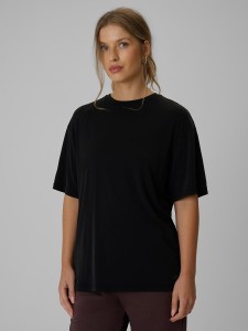 4F T-shirt loose z modalem damski - czarny XL