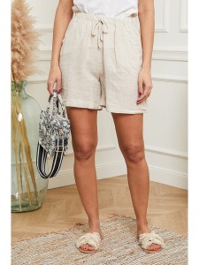 Le Monde du Lin Lniane szorty w kolorze beżowym rozmiar: 40/42