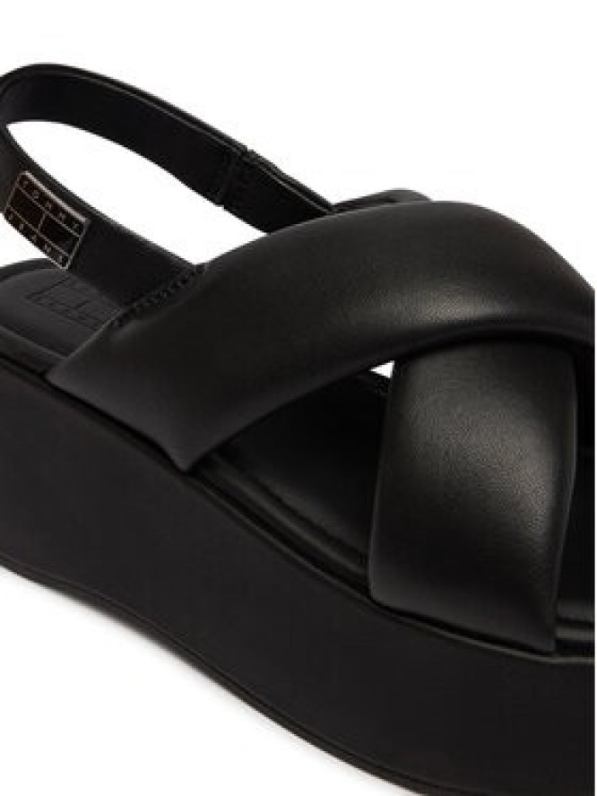 Tommy Jeans Sandały Padded Strap Wedge Sandals EN0EN02946 Czarny