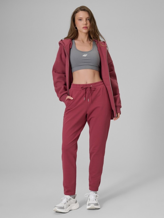 4F Bluza dresowa regular z kapturem damska - burgundowy S